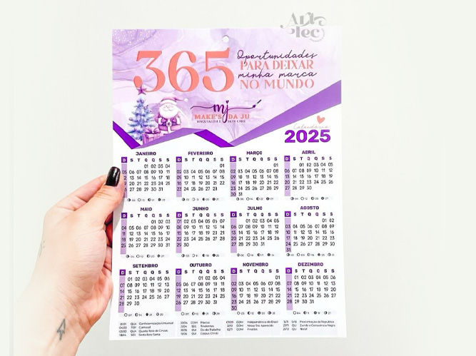 Calendário de parede sem bloco